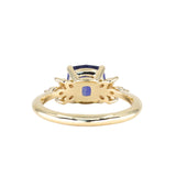 2.73ct Cushion Cut Moyo Sapphire and Marquise Diamond Cluster Ring in 18k Yellow Gold