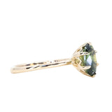 2.12ct Untreated Green Nigerian Oval Sapphire Lotus Solitaire in 14k Yellow Gold