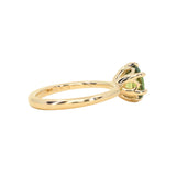 1.56ct Round Australian Parti Green Sapphire Lotus Solitaire in 14k Yellow Gold
