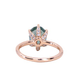 3.70ct Untreated Precision Cut Oval Montana Sapphire Diamond-studded Sea Star Solitaire in 18k Rose Gold