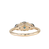 0.92ct Unheated Teal Montana Sapphire and Montana Sapphire Side Three Stone Ring in 14k Yellow Gold