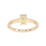 0.98ct Australian Emerald Cut Parti Sapphire Low Profile Four Prong Spring Bloom Solitaire in 14k Yellow Gold