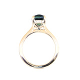 3.01ct Oval Unheated Madagascar Sapphire Hidden Halo Cathedral Solitaire in 14k Yellow Gold