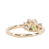 0.83ct Trillion Australian Parti Untreated Sapphire and Natural Diamond Mountainscape Ring in 14k Yellow Gold