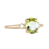 1.31ct Untreated Oval Lemon-Lime Australian Sapphire and Princess Cut Diamond Rapids Low Profile Ring in 14k Yellow Gold