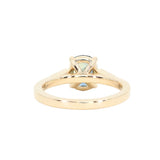 1.74ct Fancy Elongated Cushion Parti Teal Blue Montana Sapphire and Diamond Vintage Cathedral 4 Prong Solitaire in 14k Yellow