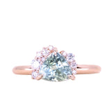 2.19ct Untreated Trillion Sapphire and Diamond Asymmetrical Cluster Ring in 14k Rose Gold