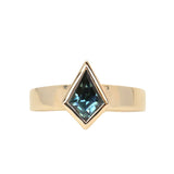 1.27ct Australian Kite Sapphire Bezel Set "Signet" Style Wide Band Solitaire in 14k Yellow Gold