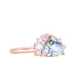 2.19ct Untreated Trillion Sapphire and Diamond Asymmetrical Cluster Ring in 14k Rose Gold