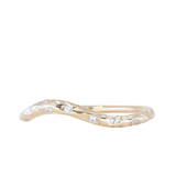 Curved Evergreen Contour Band with Diamonds