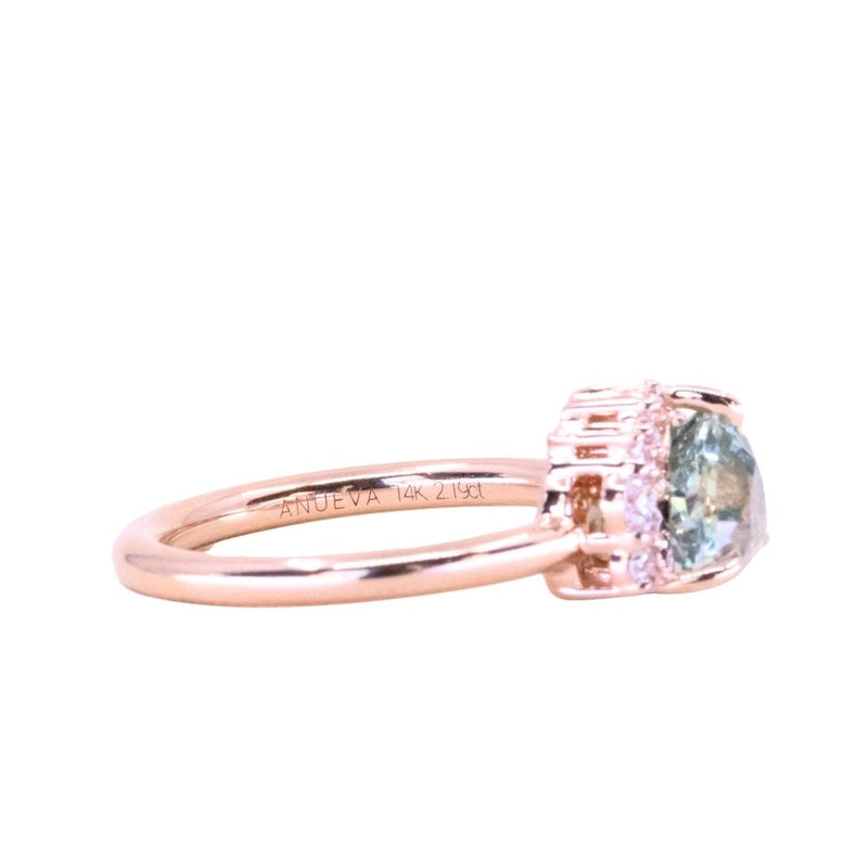 2.19ct Untreated Trillion Sapphire and Diamond Asymmetrical Cluster Ring in 14k Rose Gold