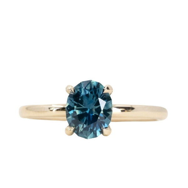1.40ct Oval Ocean Blue Montana Sapphire Classic 4 Prong Solitaire in 14k Yellow Gold