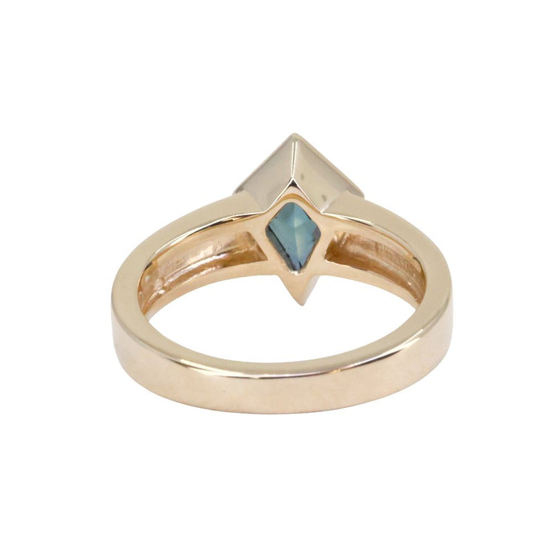 1.27ct Australian Kite Sapphire Bezel Set "Signet" Style Wide Band Solitaire in 14k Yellow Gold