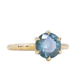 2.77ct Untreated Silky Montana Sapphire Six Prong Evergreen Hidden Halo Solitaire in 18k Yellow Gold