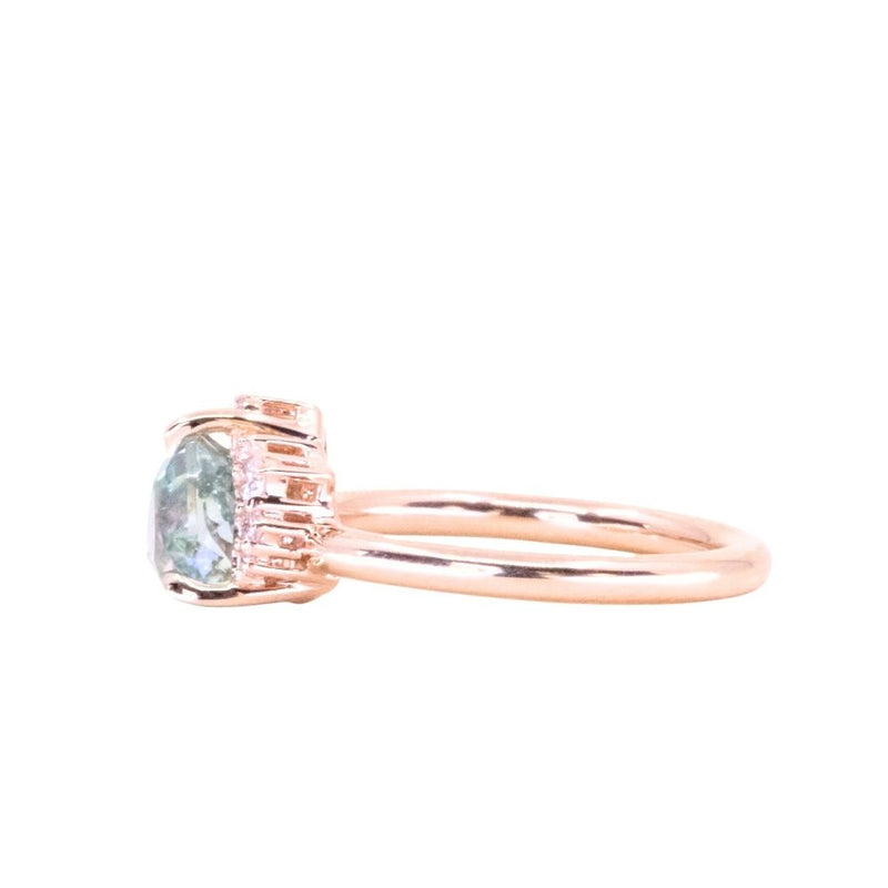 2.19ct Untreated Trillion Sapphire and Diamond Asymmetrical Cluster Ring in 14k Rose Gold