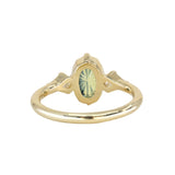 1.45ct Parti Australian Fantasy Cut Sapphire and White Australian Kite Sapphire Antique Milgrain Three Stone Low Profile Ring in 18k Yellow Gold