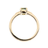 0.98ct Australian Emerald Cut Parti Sapphire Low Profile Four Prong Spring Bloom Solitaire in 14k Yellow Gold