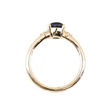 1.37ct Untreated Oval Deep Teal Nigerian Sapphire and Princess Cut Diamond Rapids Low Profile Ring in 14k Yellow Gold