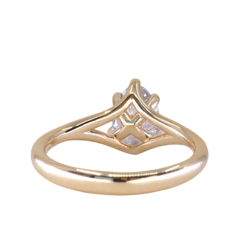 1.18ct Natural Canadian Pear Modern "Antique Cut" Diamond Low Profile Six Prong Split Shank Solitaire in 14k Yellow Gold