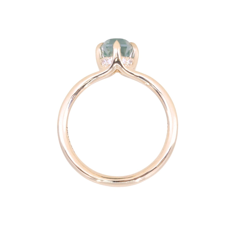 1.75ct Barion Shape Fantasy Cut Carved Montana Sapphire Split Shank Hidden Halo Six Prong Solitaire in 14k Yellow Gold