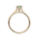 0.78ct Round Seafoam Teal Green Montana Sapphire Four Prong Lotus Solitaire in 14k Yellow Gold