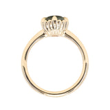 1.94ct Round Precision Cushion Cut Green Montana Sapphire Scallop Cup Solitaire in 14k Yellow Gold