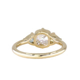 0.96ct Antique Old Mine Cut Diamond and Trillion Seafoam Montana Sapphire Antique Style Compass Set Low Profile Ring with Milgrain in 18k Yellow Gold