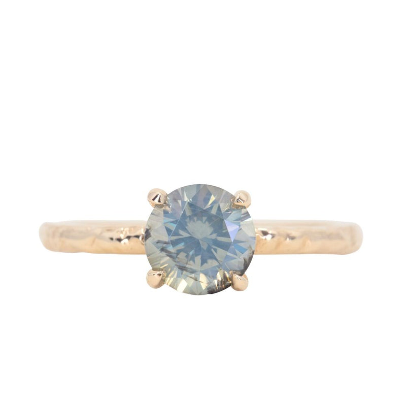 1.28ct Round Opalescent Sapphire Evergreen Carved Solitaire in 14k Yellow Gold