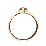 0.67ct Untreated Round Australian Parti Green Sapphire Low Profile Compass Set 4 Prong Solitaire in 14k Yellow Gold
