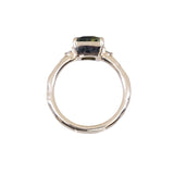 1.64ct Parti Madagascar Emerald Cut Sapphire and Diamond Low Profile Evergreen East-West Ring in 14k Yellow Gold