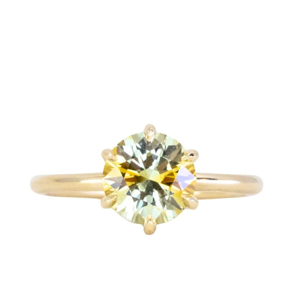 1.96ct Round Bicolor Yellow Blue Montana Sapphire Lotus Solitaire in 18k Yellow Gold