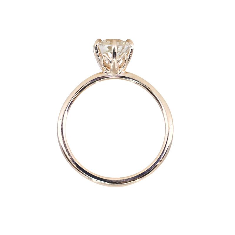 1.73ct Oval Reclaimed/Vintage Oval Pastel Sapphire Lotus Six Prong Solitaire in 14k Yellow Gold