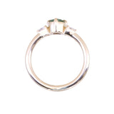 0.73ct Oval Unheated Montana Sapphire and Trillion Diamond Low Profile Ring in 14k Yellow Gold