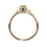 0.85ct Round Light Green Montana Sapphire and Princess Cut Diamond Rapids Low Profile Ring in 14k Yellow Gold