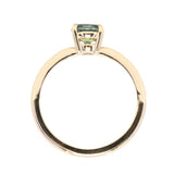 0.98ct Round Madagascar Teal Sapphire Low Profile 4 Prong Solitaire in 14k Yellow Gold