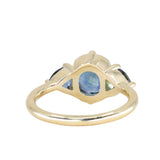 2.36ct Fancy Cushion Cut Montana Sapphire and Australian Sapphire Antique Compass Set Low Profile Ring in 18k Yellow Gold