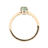 1.21ct Oval Blue Precision Cut Montana Sapphire Low Profile 4 Prong Leaf Bud Solitaire in 14k Yellow Gold