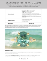 7.19ct Oval Light Teal Seafoam Madagascar Sapphire and Princess Cut Diamond Rapids Low Profile Ring in 18k Yellow Gold