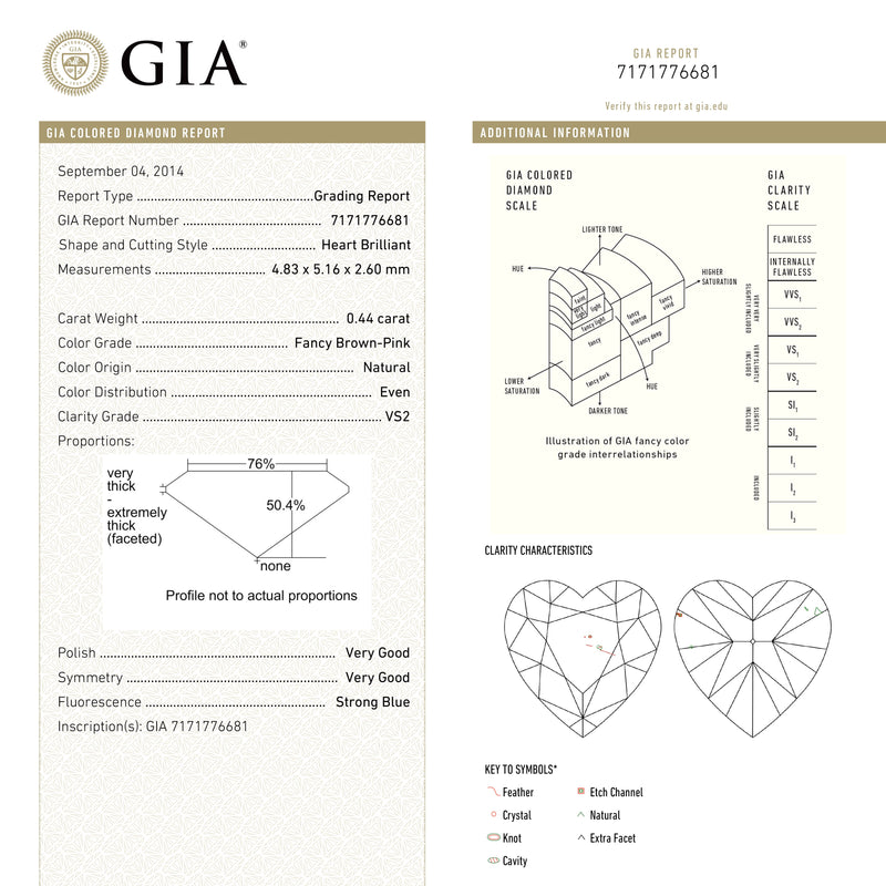 0.44ct 4.83x5.16x2.60mm GIA VS2 Fancy Deep Brown-Pink Heart Brilliant 🇦🇺 24154-01