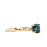 0.99ct Round Untreated Australian Sapphire Evergreen Carved Solitaire in 14k Yellow Gold