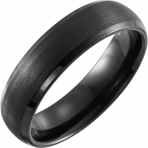 Beveled Edge Black Tungsten Ring - 6mm Band