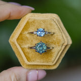 3.41ct Untreated Nigerian Octagon Sapphire Low Profile Six Prong Split Shank Solitaire in 14k White