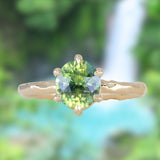 2.0ct Oval Untreated Green Parti Madagascar Sapphire Six Prong Evergreen Solitaire in 14k Yellow Gold