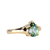 2.61ct Parti Pear Sapphire Low Profile 5 Prong Tapered Solitaire in 18k Yellow Gold