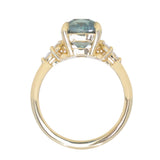 3.38ct Untreated Montana Sapphire Cushion Cut Marquise Diamond Cluster Ring in 18k Yellow Gold