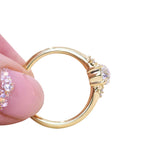 0.68ct Antique Old Mine Cut Diamond and Princess Cut Diamond Rapids Low Profile Ring in 18k Yellow Gold