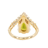 3.68ct Bicolor Australian Untreated Pear Sapphire and Diamond-Studded Pointed Vine Solitaire in 18k Yellow Gold