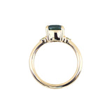 2.17ct Unheated Antique Style Cushion Cut Montana Sapphire Dainty Three Stone Ring in 14k Yellow Gold