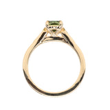 1.27ct Oval Untreated Parti Sapphire and Diamond Vintage Cathedral Four Prong Ring in 14k Yellow Gold