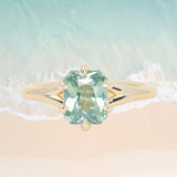 2.25ct Radiant Cut Madagascar Sapphire Low Profile Six Prong Split Shank Solitaire in 14k Yellow Gold
